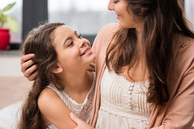 mother daughter licking